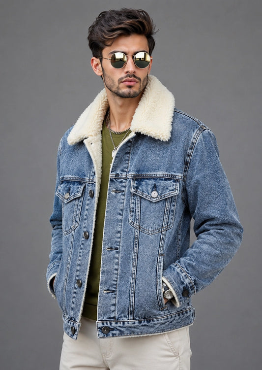 Denim Fur Collar Jacket