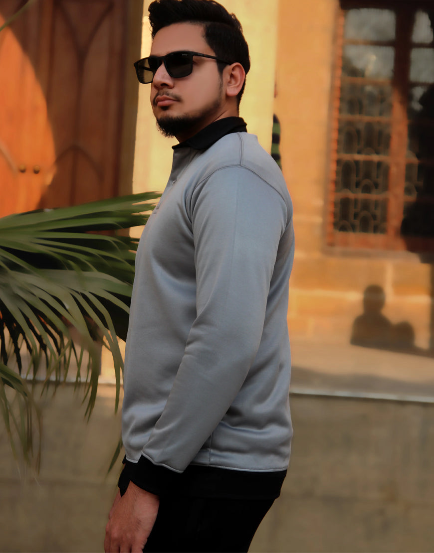 Steel Grey Polo Sweatshirt