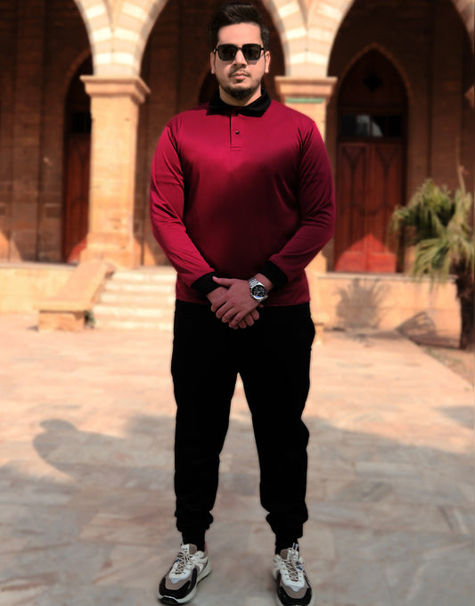 WINTER MAROON CASUAL POLO TRACKSUIT