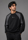 Soliches black and steel grey raglan sweatshirt for men