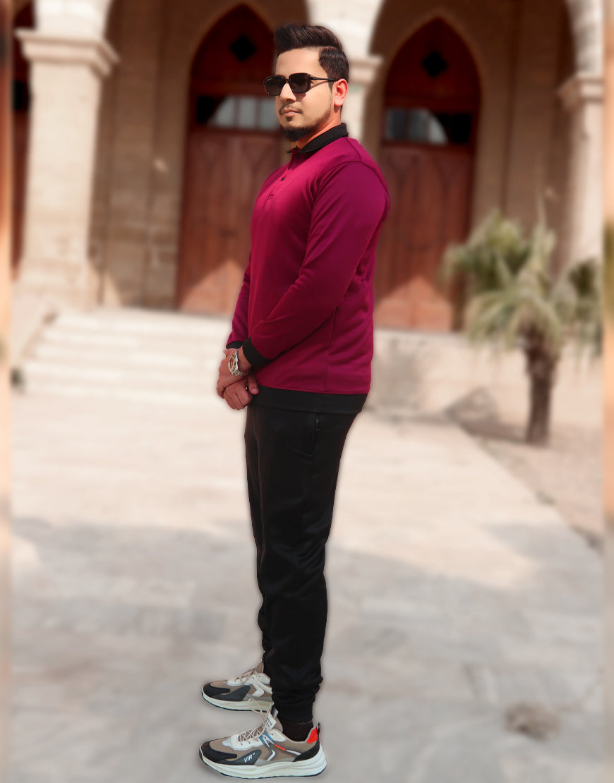 WINTER MAROON CASUAL POLO TRACKSUIT