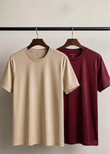 Bundle Of 2 Beige & Maroon Dr-Fit T-shirts - Soliches