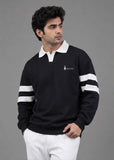 Soliches - Black Sleeve Pannel Sweatshirt For Men | Polyester Fleece