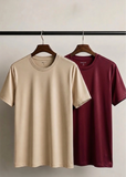 Bundle Of 2 Beige & Maroon Dr-Fit T-shirts - Soliches