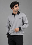 Soliches - Grey Contrast collar Sweatshirt For Men | Polyester Fleece