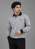 Soliches - Grey Contrast collar Sweatshirt For Men | Polyester Fleece