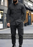 Cargo Pocket Charcoal Grey Winter Men's Tracksuit