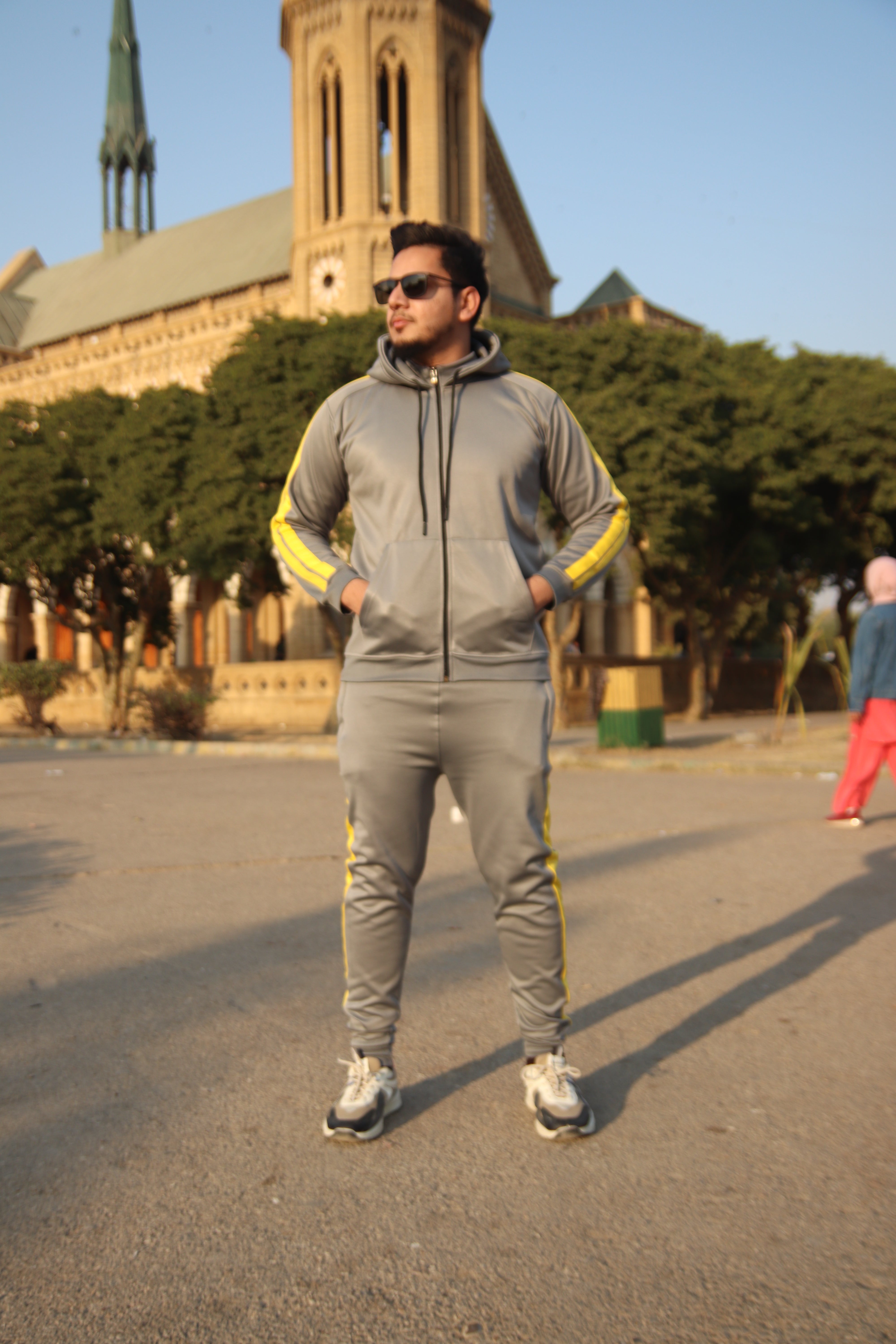Double Stripe Hooded Zipper Tracksuit