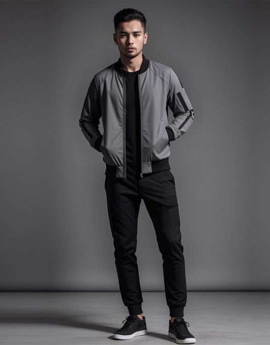 Grey Patch Jacket With Trouser