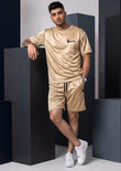 Beige Dri-Fit Gym Set for Men | Quick Dry Polyester Workout Co-Ord Set | Soliches