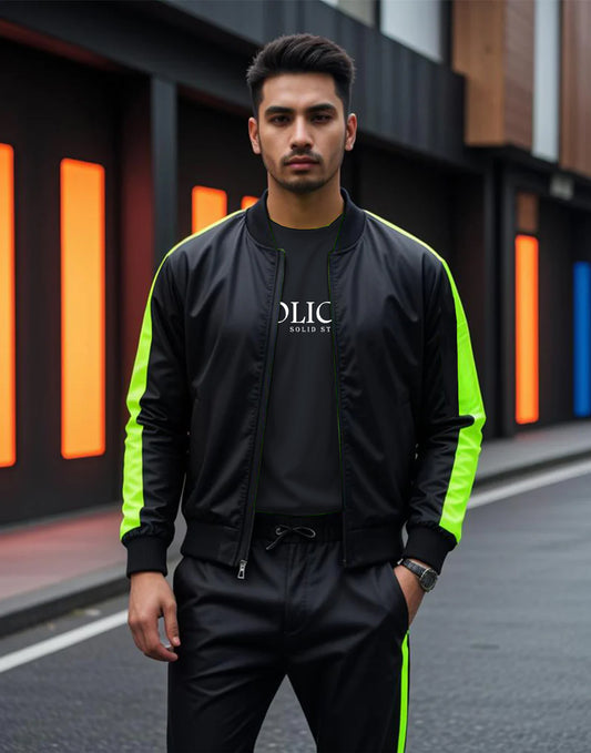 Black Neon Zip Up Track Suit