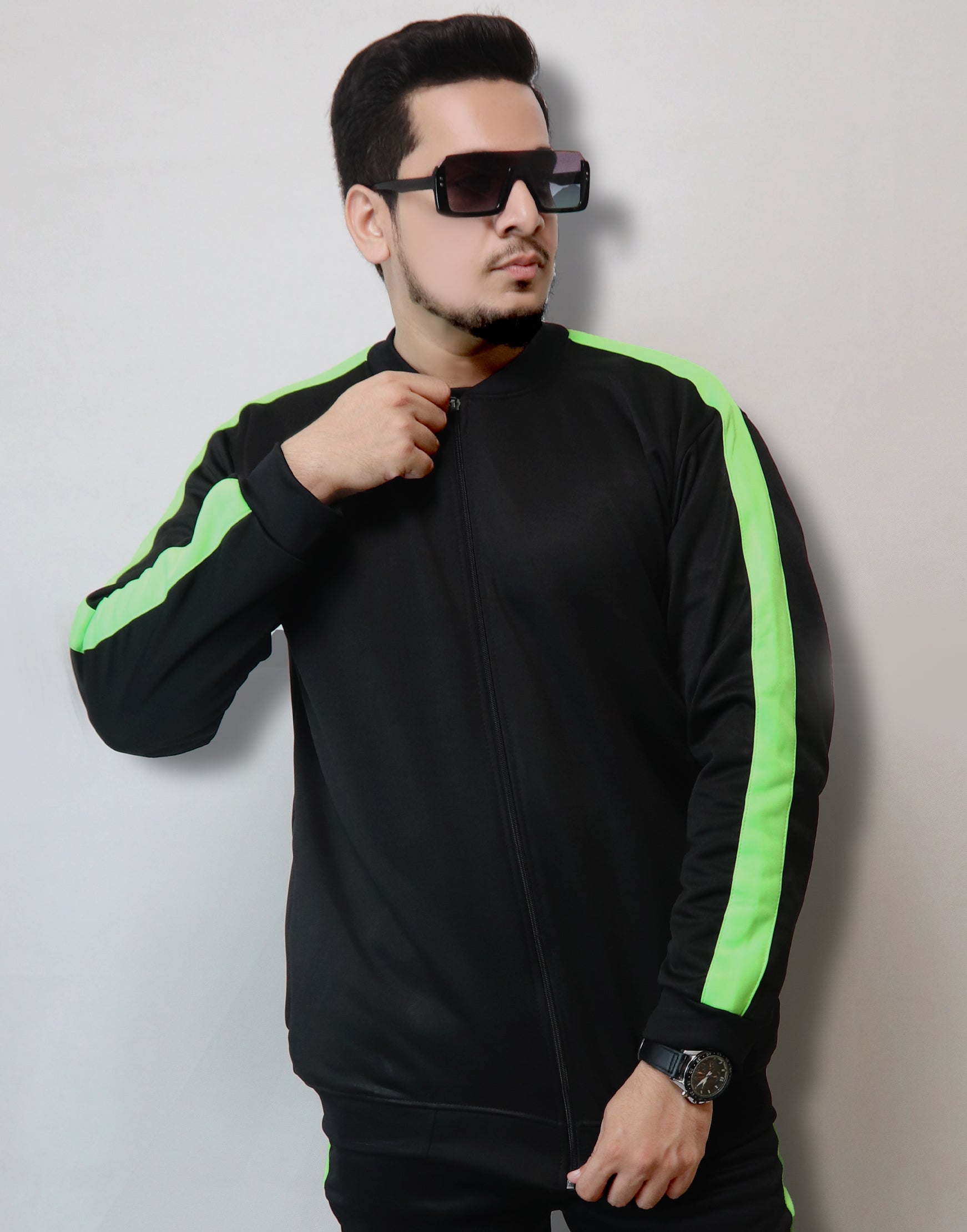 Black Neon Zip Up Track Suit