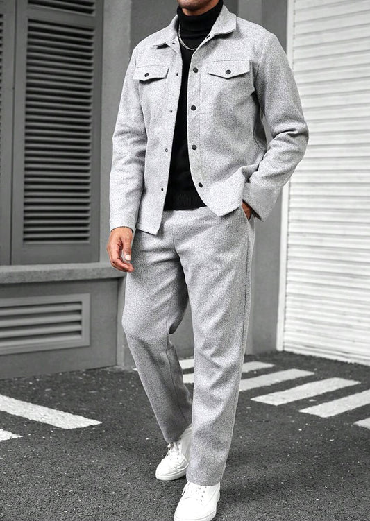 Double Pocket Grey Winter Mens Tracksuit