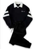 Black Sleeve Pannel Polo Sweatshirt With Trouser For Mens