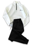 Zip Colar White Zipper Tracksuit For Mens