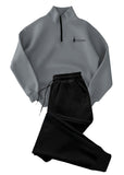 Grey Zip Colar Zipper Tracksuit For Mens