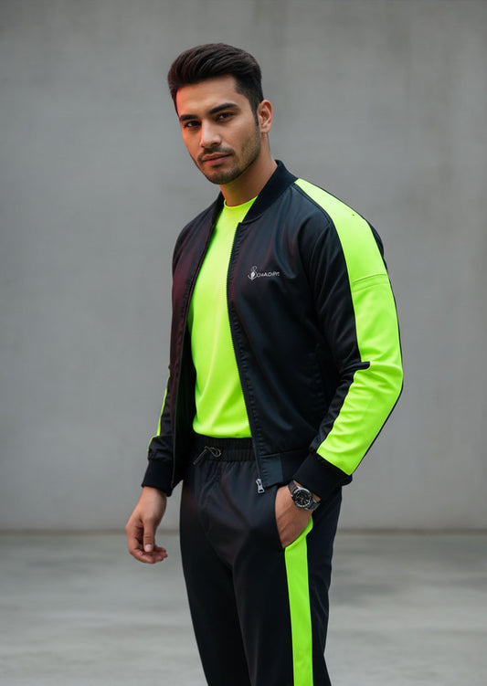 Black Neon Zip Up Track Suit