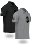 Bundle Of 2 Lightgrey & Black sleeve Pocket Polo T-shirts  - Soliches