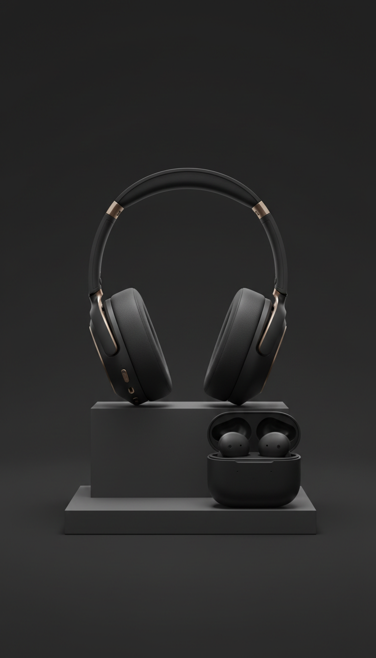 Charcoal Black over-ear wireless headphones