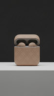 Taupe limited-edition wireless earbuds with magnetic closure packaging