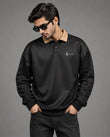 Soliches black and beige contrast collar sweatshirt for men in polyester fleece