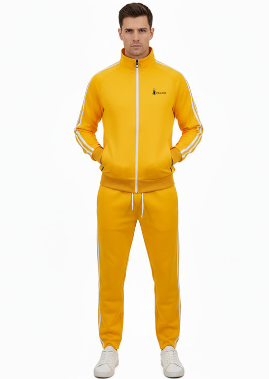 Yellow and white Stripe Winter Tracksuit