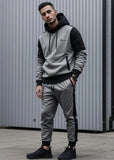 Steel Grey Pullover Hooded Tracksuit For Mens made with polyester fleece fabric
