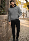 Steel Grey Contrast Hoodie With Trouser For Mens