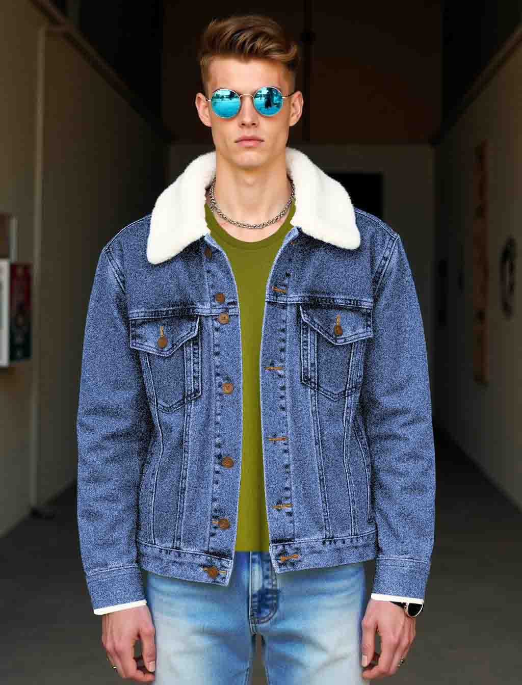 Denim Fur Collar Jacket
