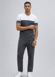 Soliches - Premium Grey Panel V-Neck T-Shirt And Trouser Set For Mens
