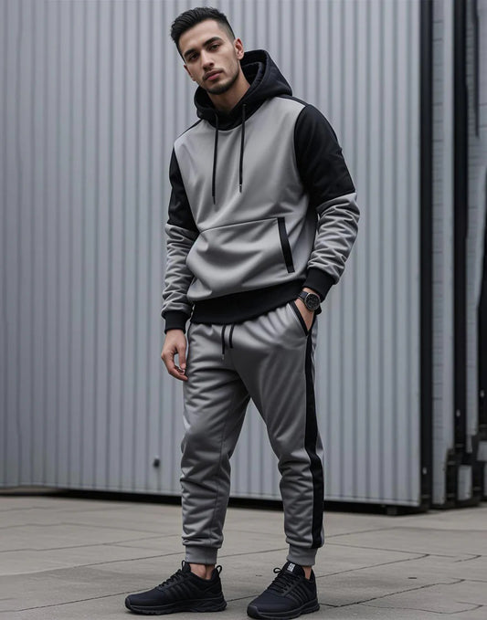 STEEL GREY PULLOVER HOODED TRACKSUIT