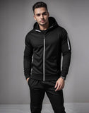 Black Striped Zipper Tracksuit
