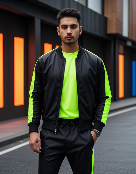 Black Neon Zip Up Track Suit