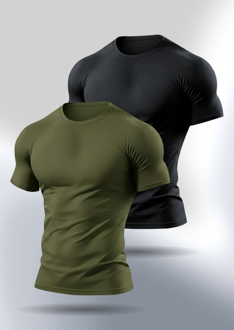 Bundle Of 2 Olive & Black Dr-Fit T-shirts  - Soliches
