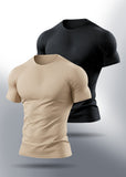 Bundle Of 2 Beige & Black Dr-Fit Plain T-shirts - Soliches