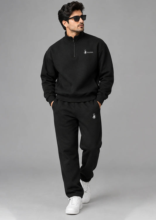 Soliches - Black Halfzipper Tracksuit for Men