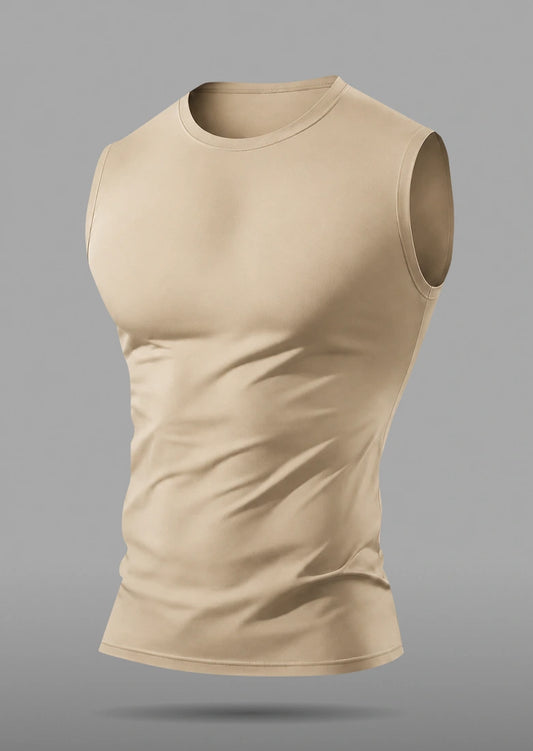 Soliches - Premium Beige Dri-Fit Plain Gym Sando