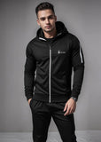 Black Striped Zipper Tracksuit