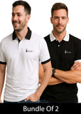 Bundle Of 2 Black & White Contrast Polo T-shirts  - Soliches