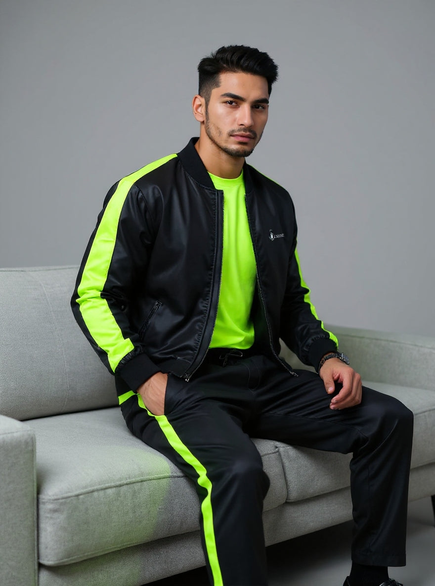 Black Neon Zip Up Track Suit