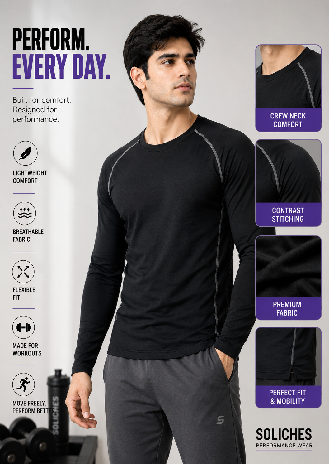 Soliches - Premium Black Compression Performance T-Shirt