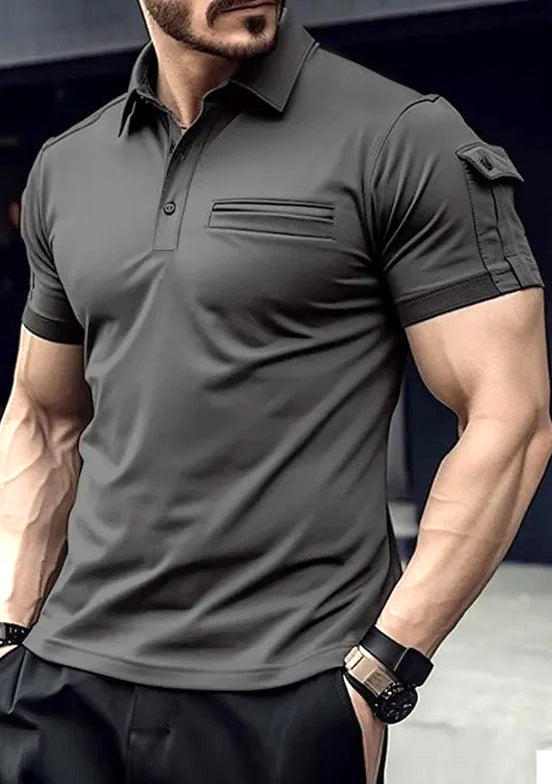 Grey Cargo Styled Polo T-shirt - Soliches