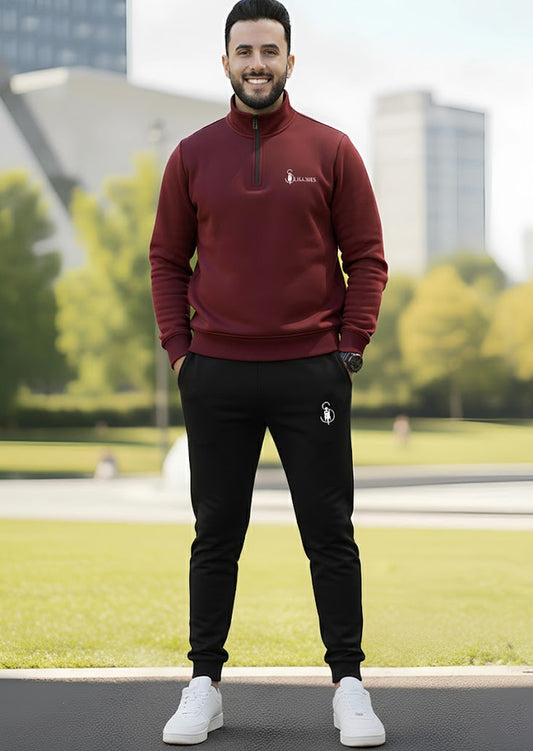 Maroon Zipper Sweatshirt With Trouser For Mens