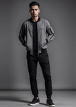 Grey Patch Jacket With Trouser