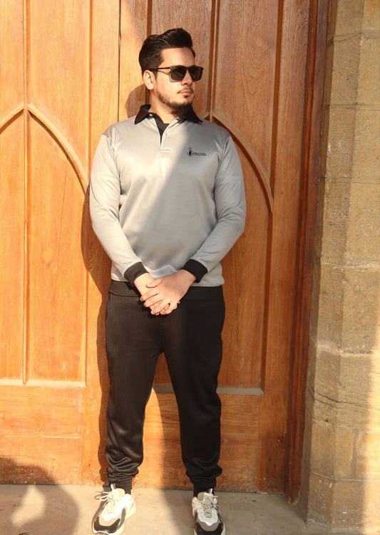 Winter Casual Grey Polo Tracksuit