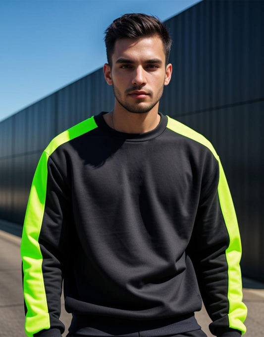 Black Neon Paneled Sweatshirt