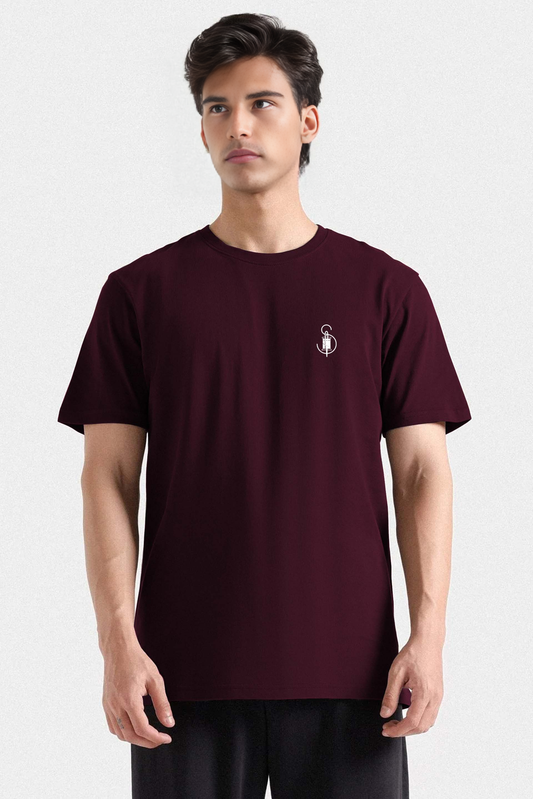 Maroon Crew Neck T-shirt For Men - Soliches