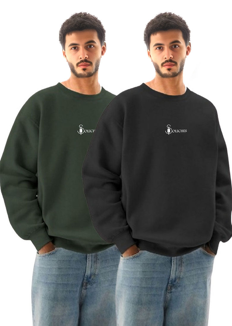 Bundle Of 2 Olive & Black Sweatshirts For Mens