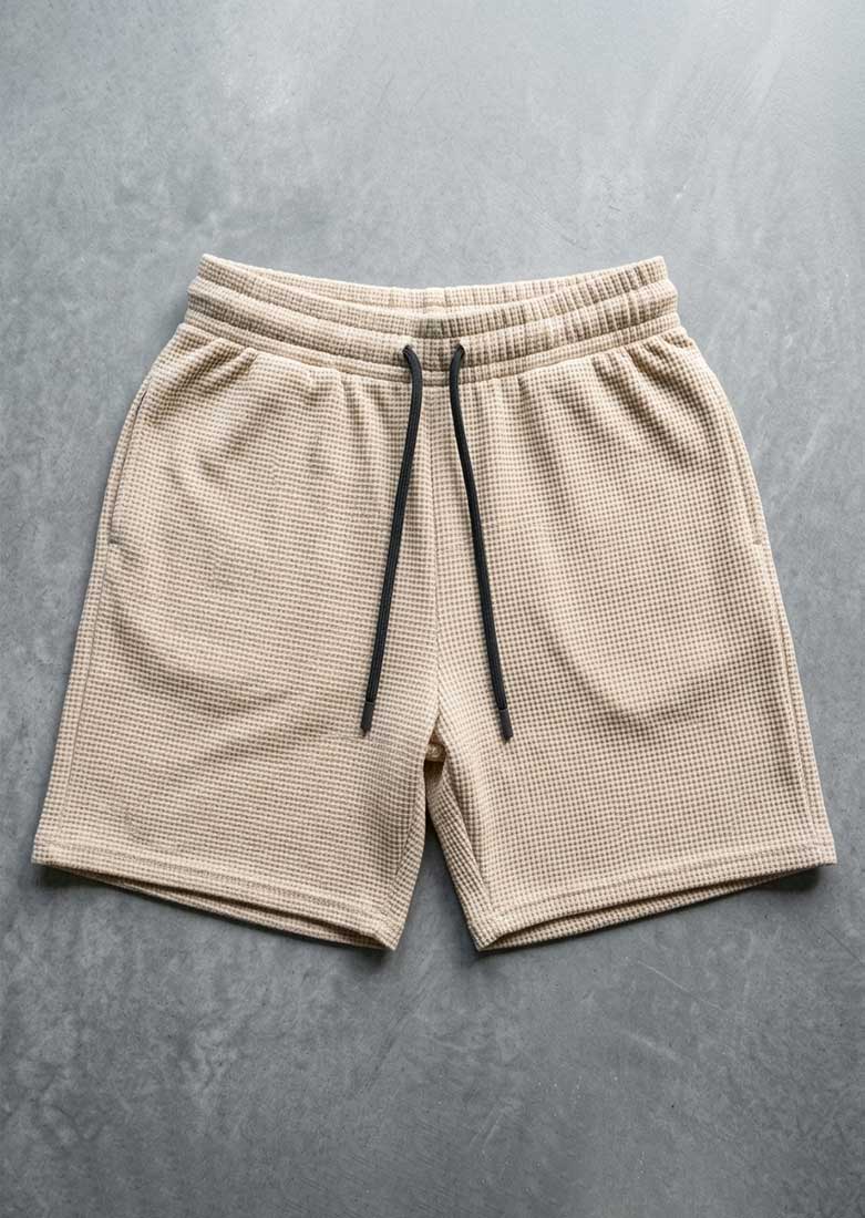 Soliches - Beige Textured Waffle Short
