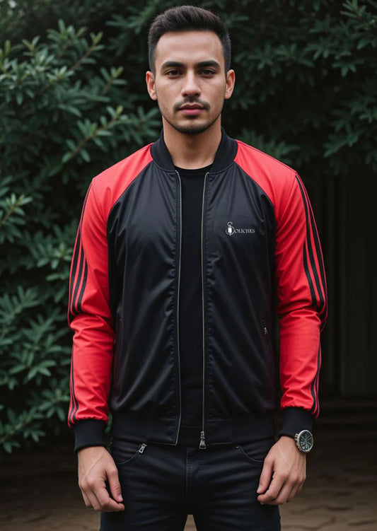 Red Contrast Sleeve Jacket